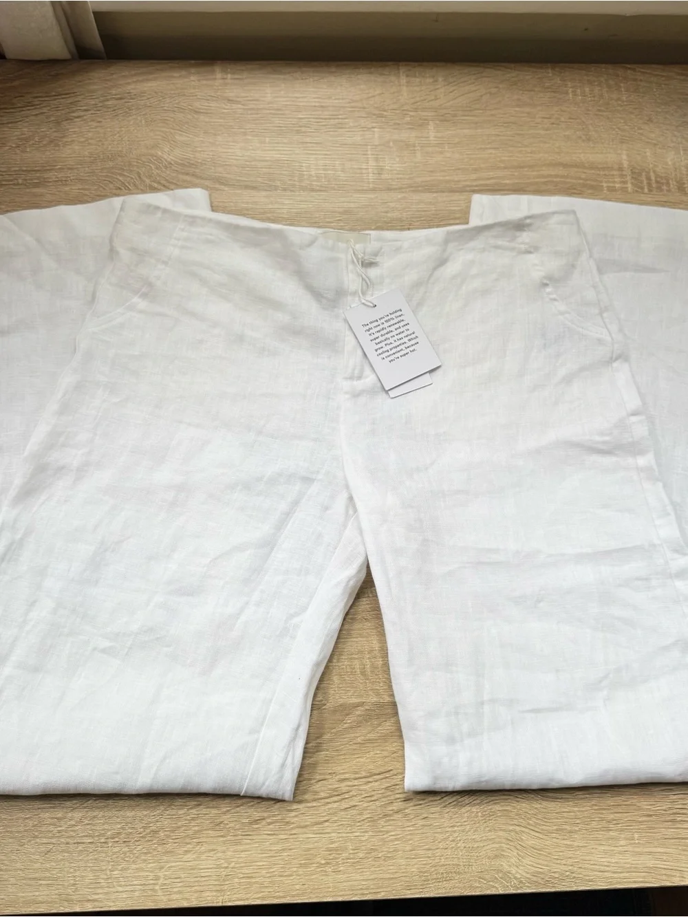 NWT Reformation Vida Linen Low Rise Pants White 8